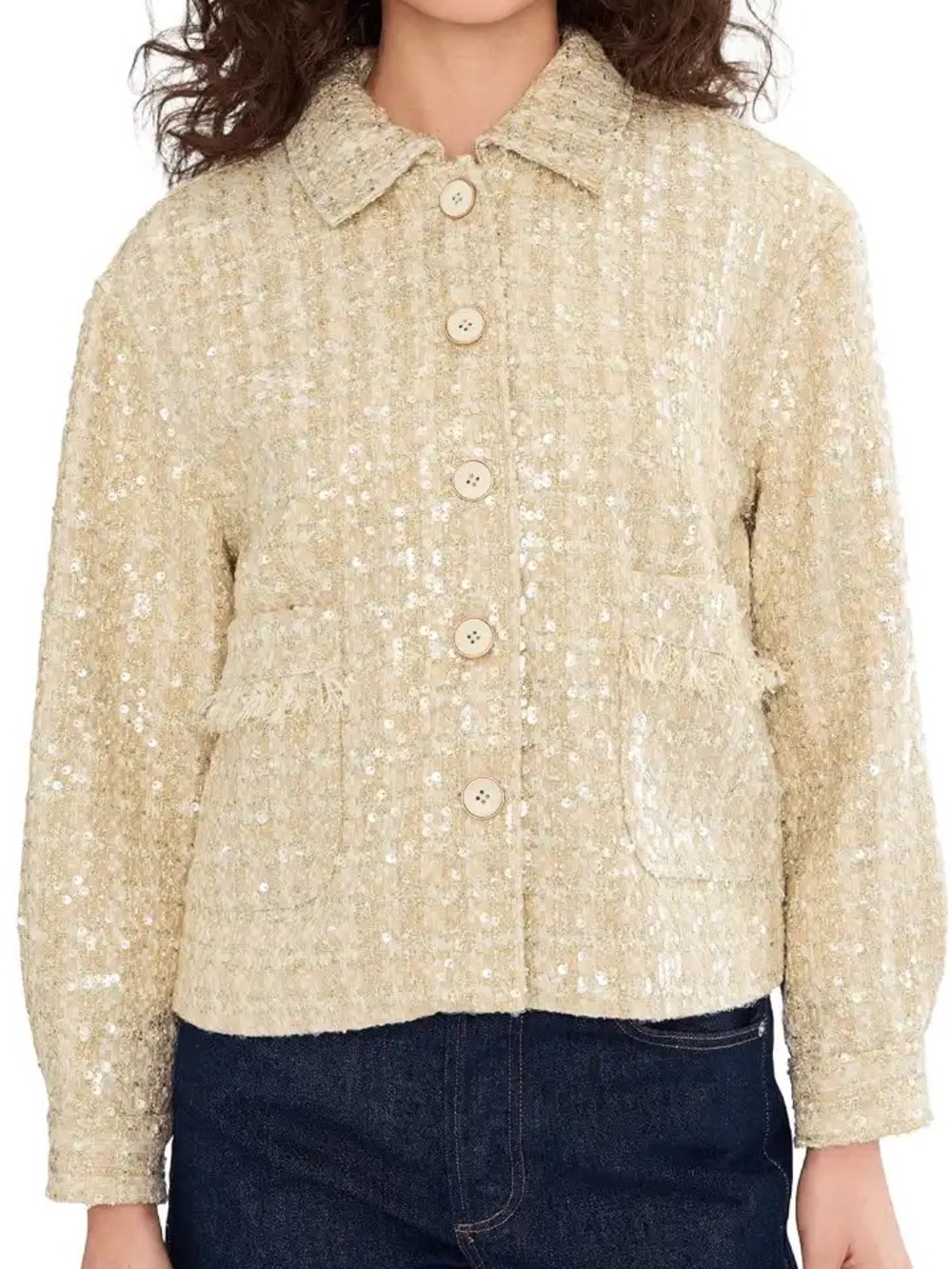 NWT Vince Camuto Gold Tweed Jacket - Picture 5 of 6